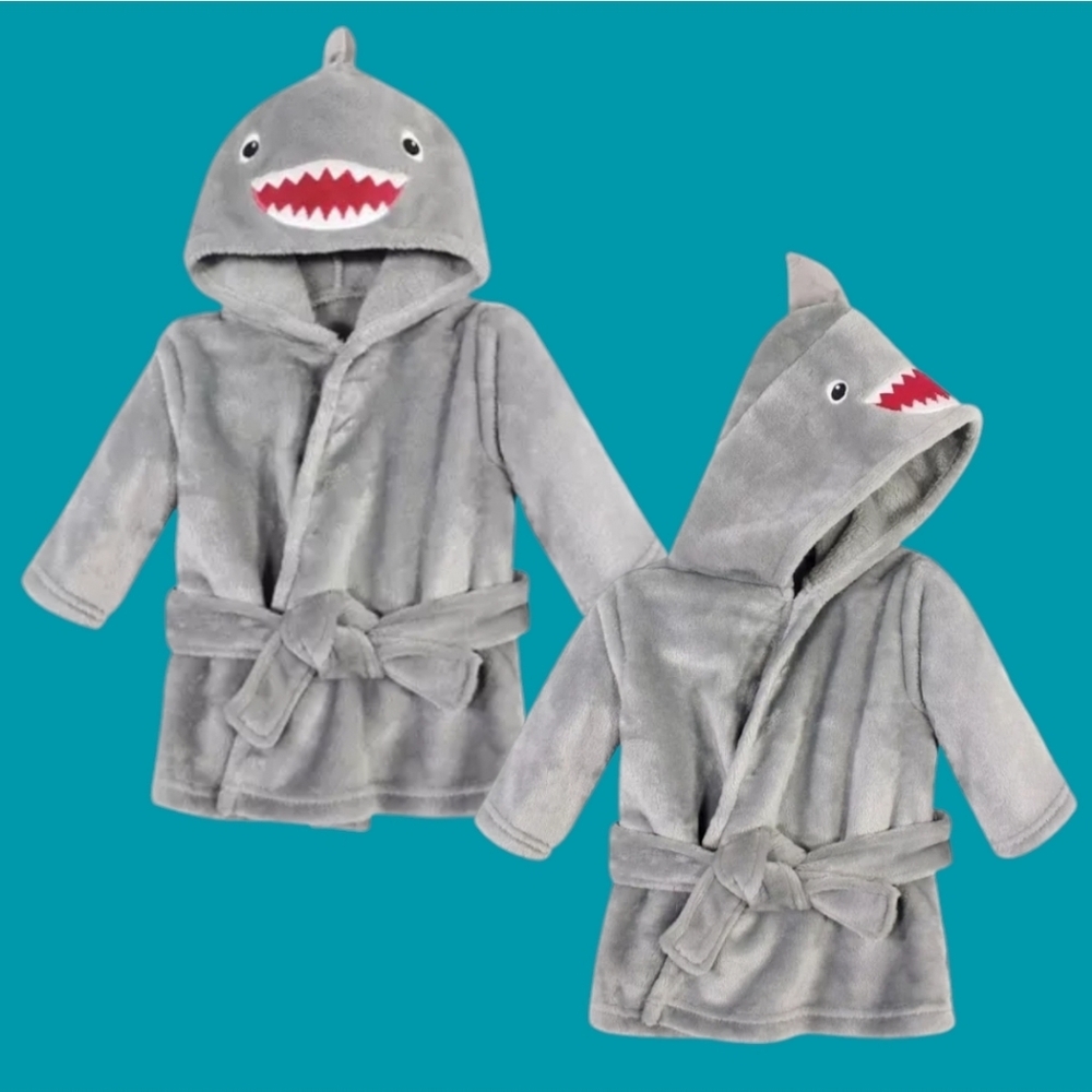 Hudson Baby Unisex Kids Plush Shark Face Hooded Robe
